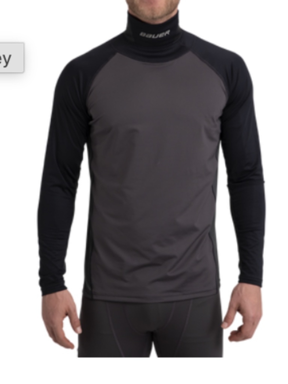 Bauer Boys Gray and Black Long-Sleeve Neckprotect Performance Top